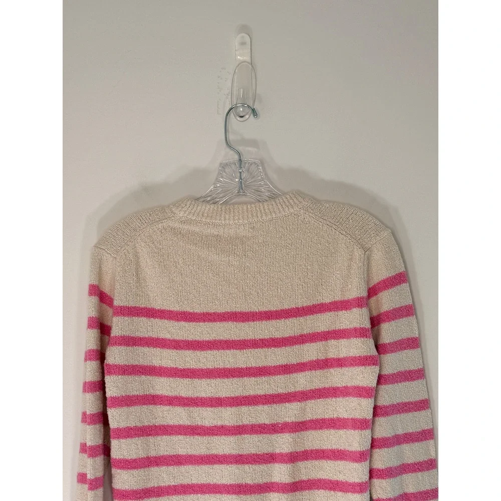 J.Crew Crewcuts Girls' Striped Sweater Pink Cream Long Sleeve Crewneck Large